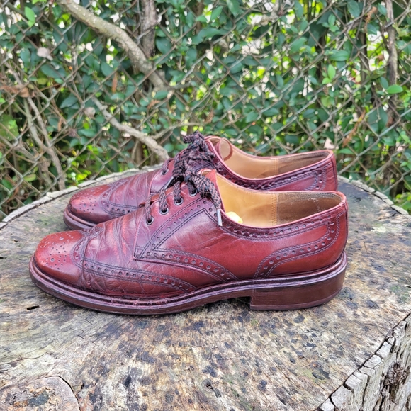 Kings of Lloyd Mens 10 M Burgundy Brown Dress Luxe Leather Wingtip Derby Shoes main image 7